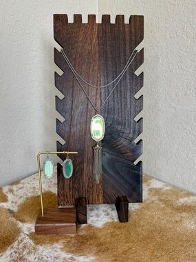 Kendra Scott Dichroic Glass Pendant Tassel Necklace with Matching Drop Earrings